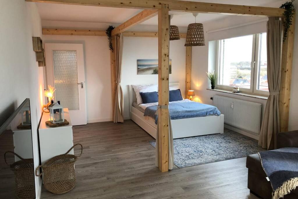 Yachtpanorama Weser und Yachthafenblick 1 Zi 7OG Bremerhaven Exterior foto